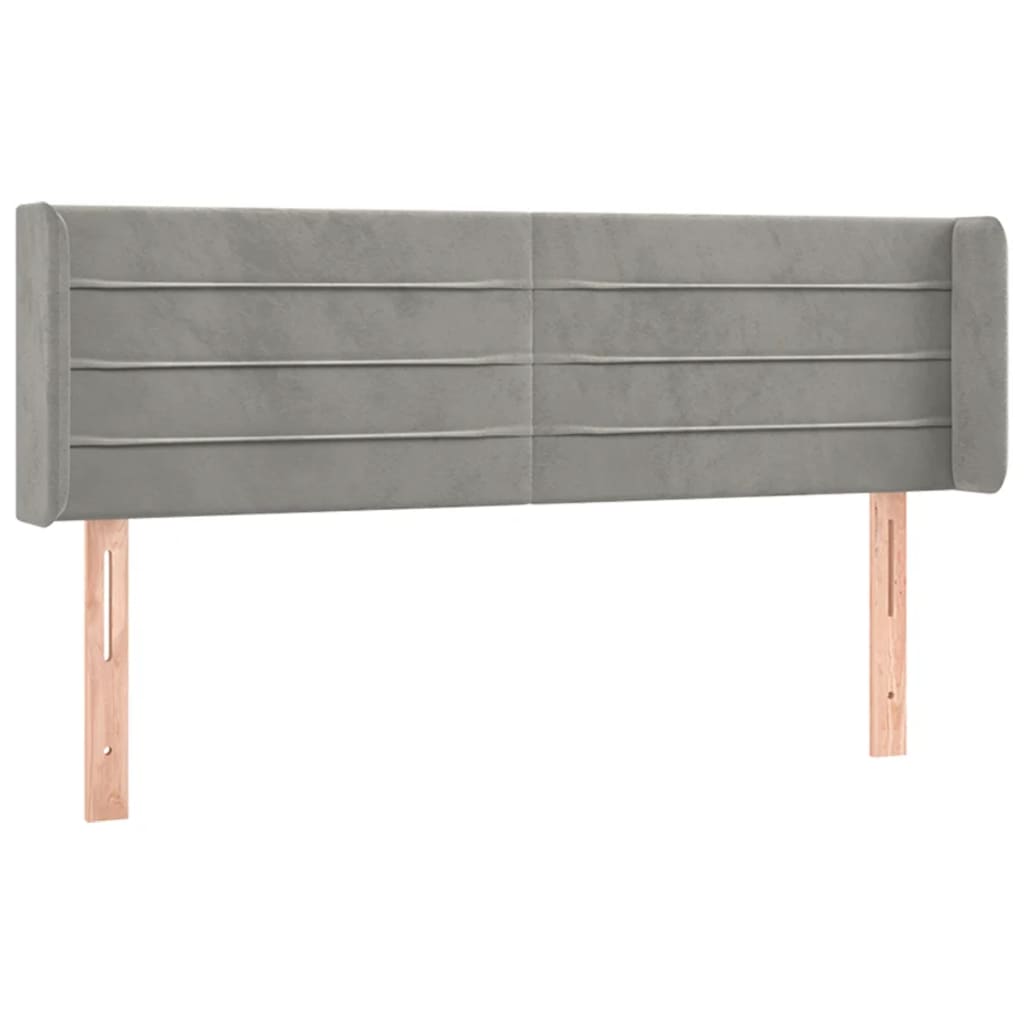 sengegavl med kanter 147x16x78/88 cm fløjl lysegrå