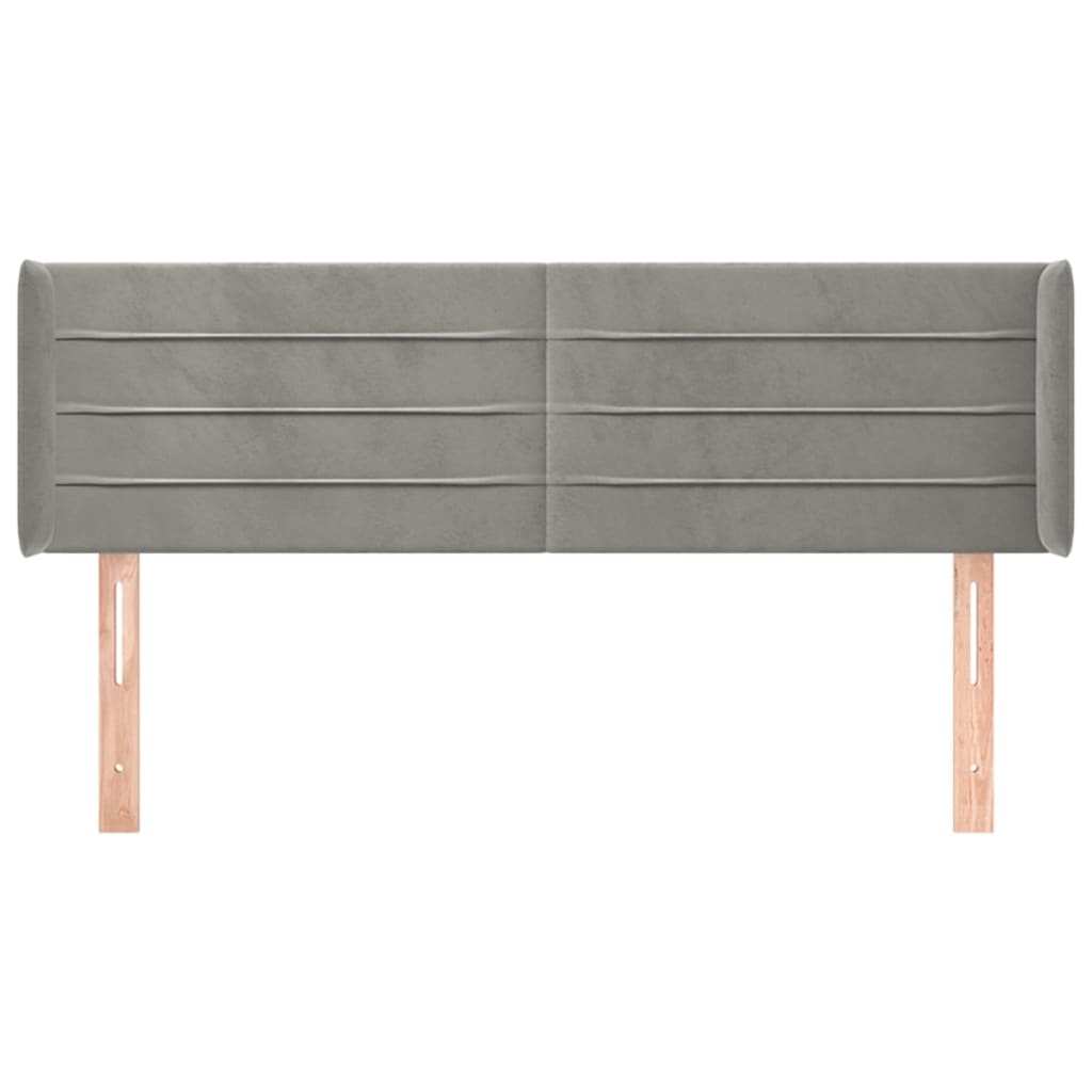 sengegavl med kanter 147x16x78/88 cm fløjl lysegrå