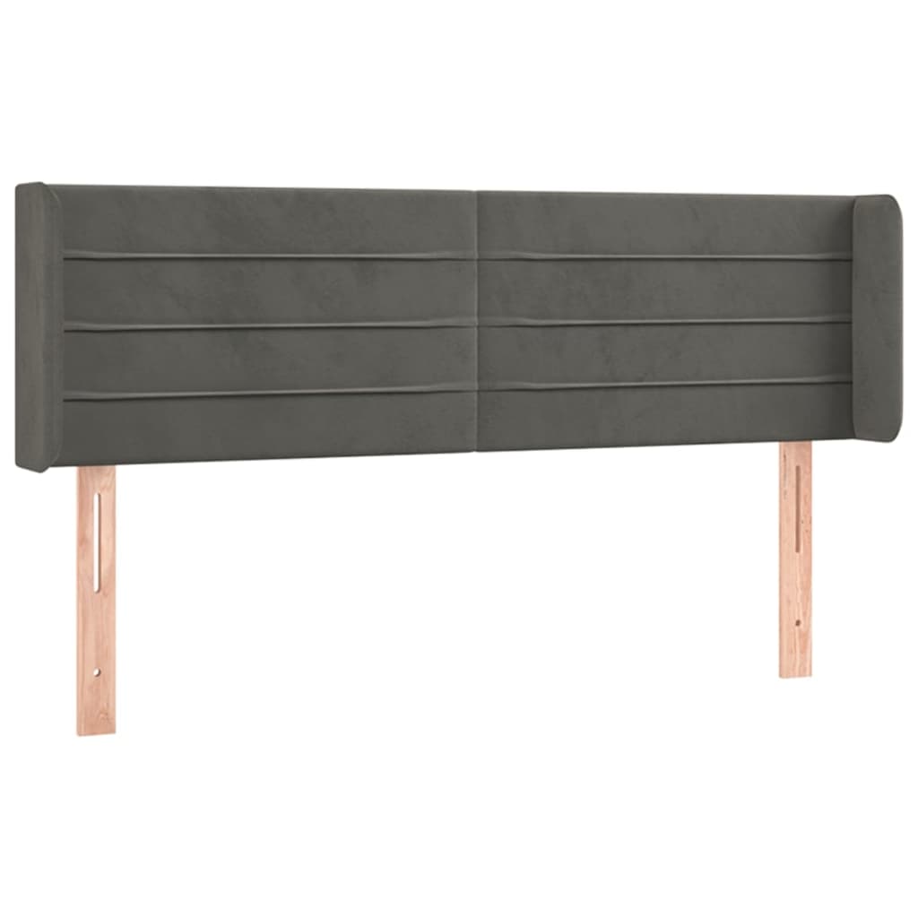 sengegavl med kanter 147x16x78/88 cm fløjl mørkegrå