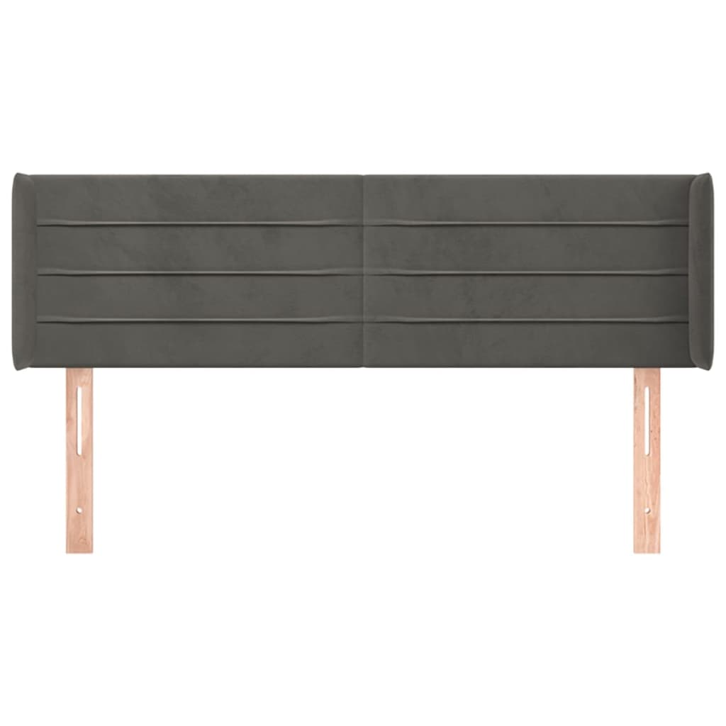 sengegavl med kanter 147x16x78/88 cm fløjl mørkegrå
