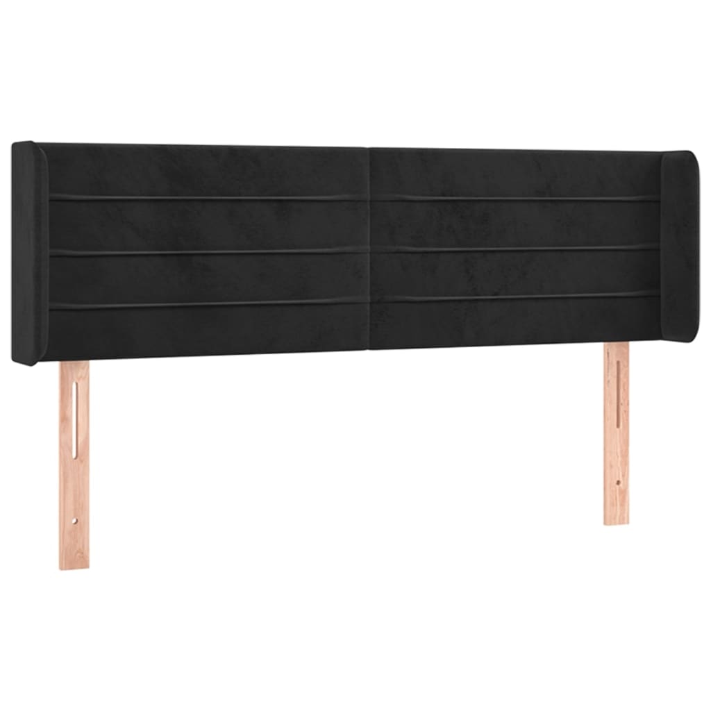 sengegavl med kanter 147x16x78/88 cm fløjl sort