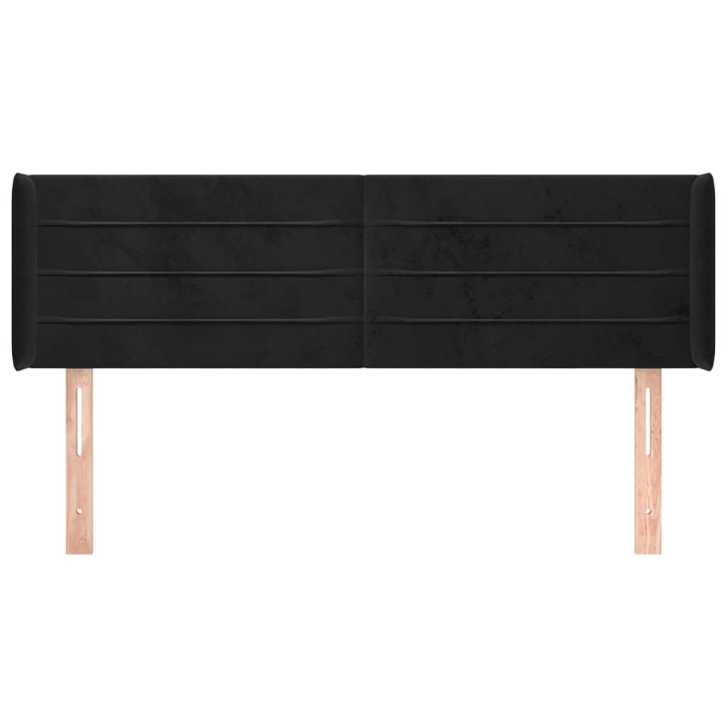 sengegavl med kanter 147x16x78/88 cm fløjl sort