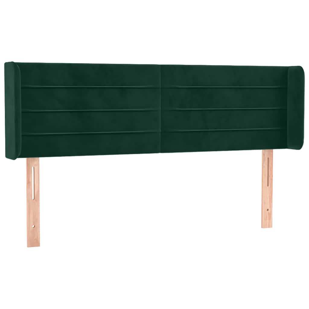 sengegavl med kanter 147x16x78/88 cm fløjl mørkegrøn