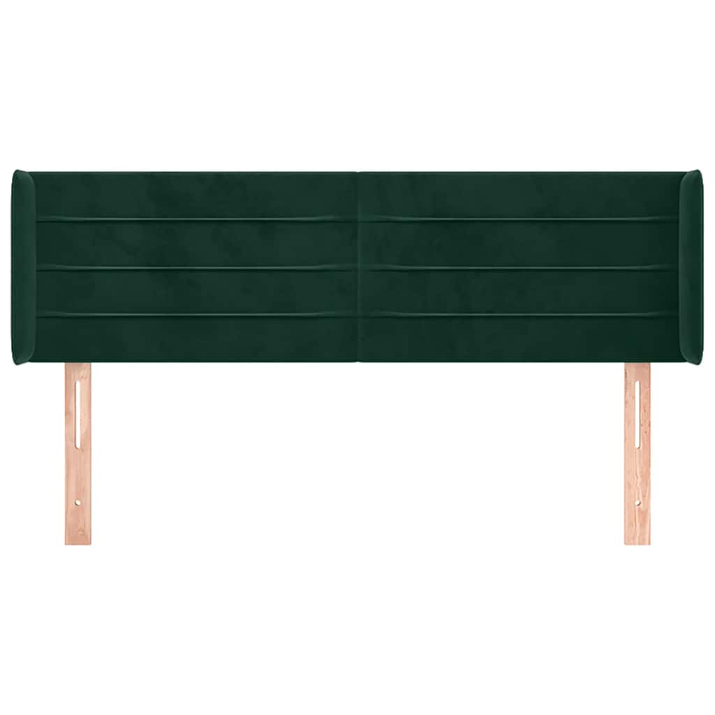 sengegavl med kanter 147x16x78/88 cm fløjl mørkegrøn