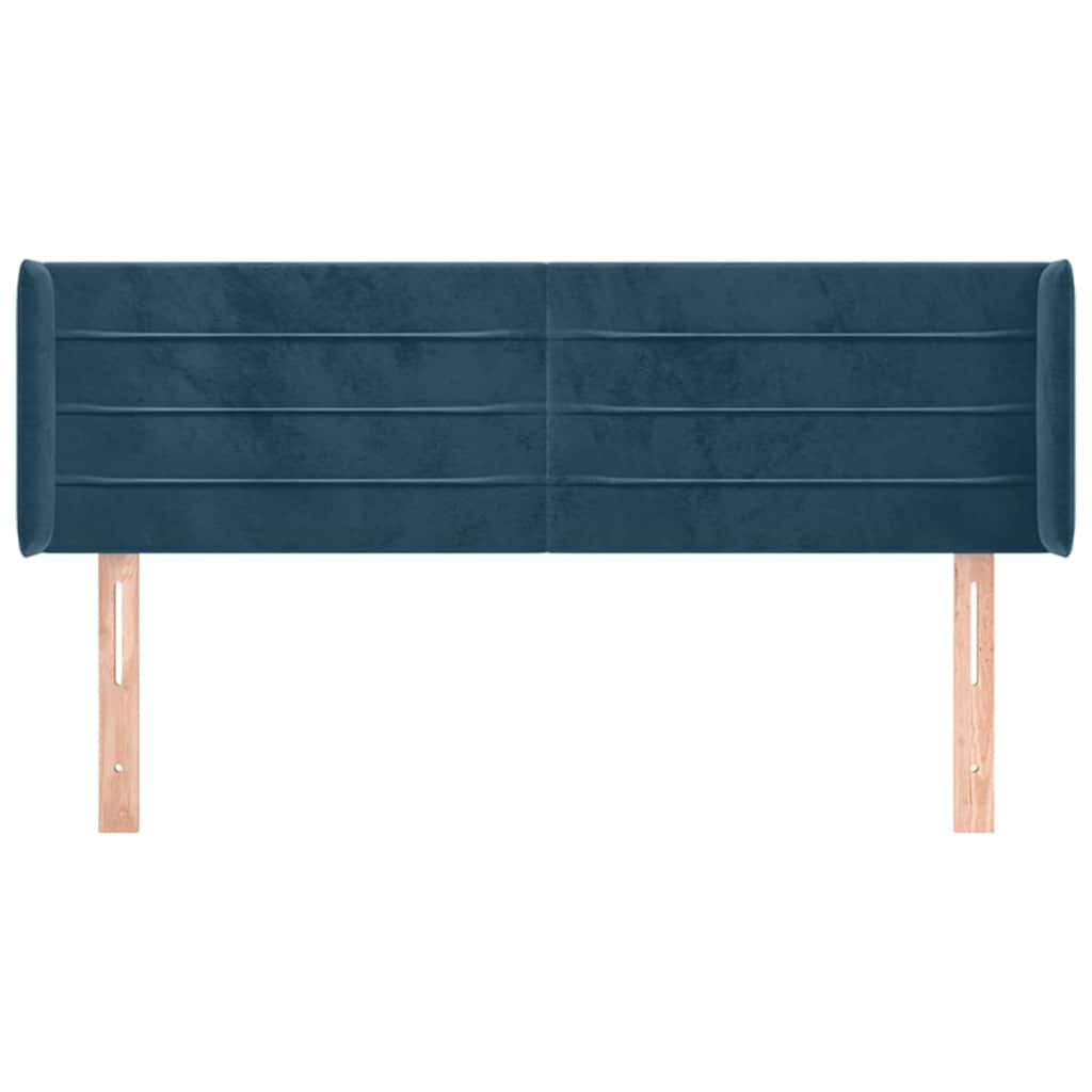 sengegavl med kanter 147x16x78/88 cm fløjl mørkeblå