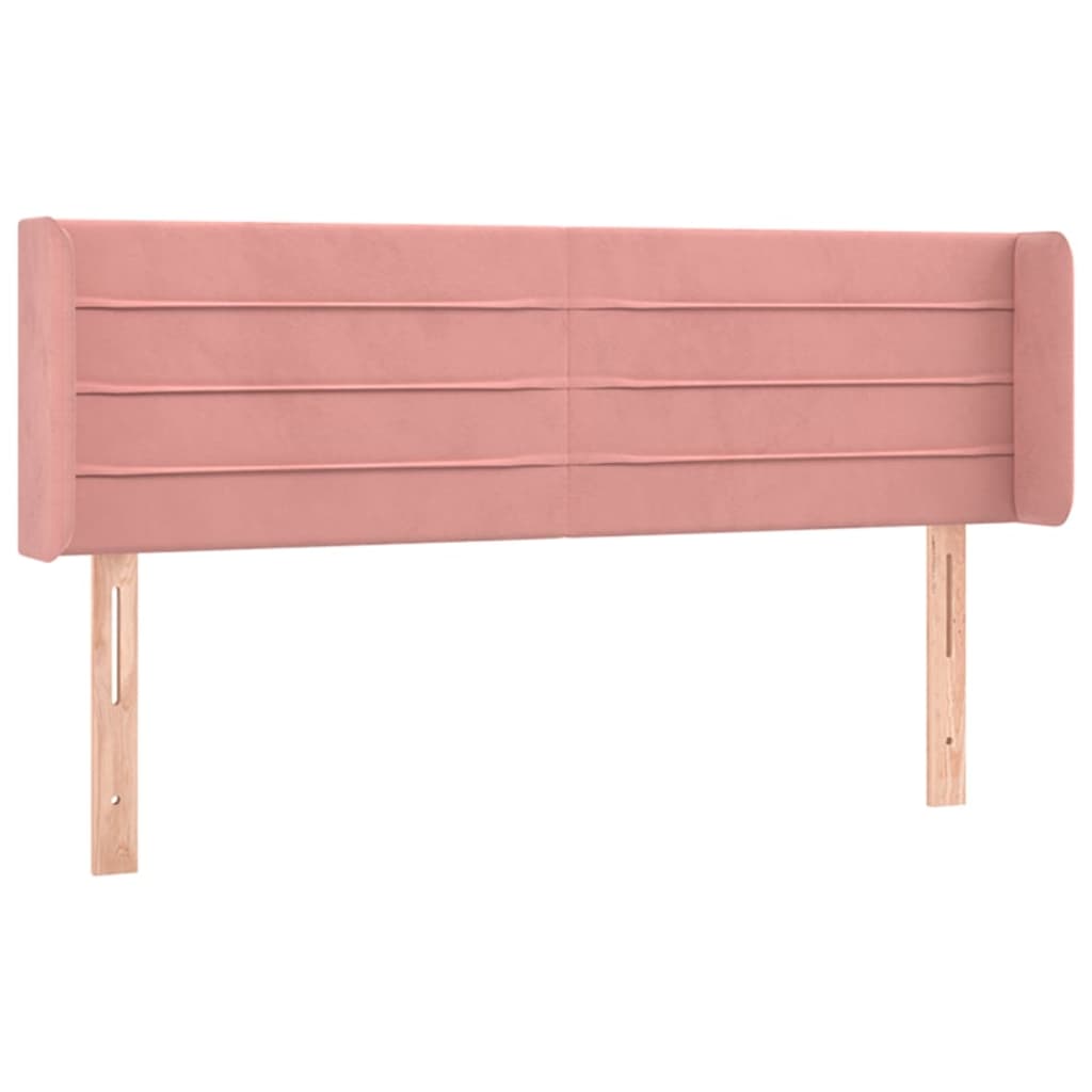 sengegavl med kanter 147x16x78/88 cm fløjl lyserød