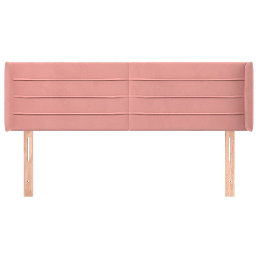 sengegavl med kanter 147x16x78/88 cm fløjl lyserød