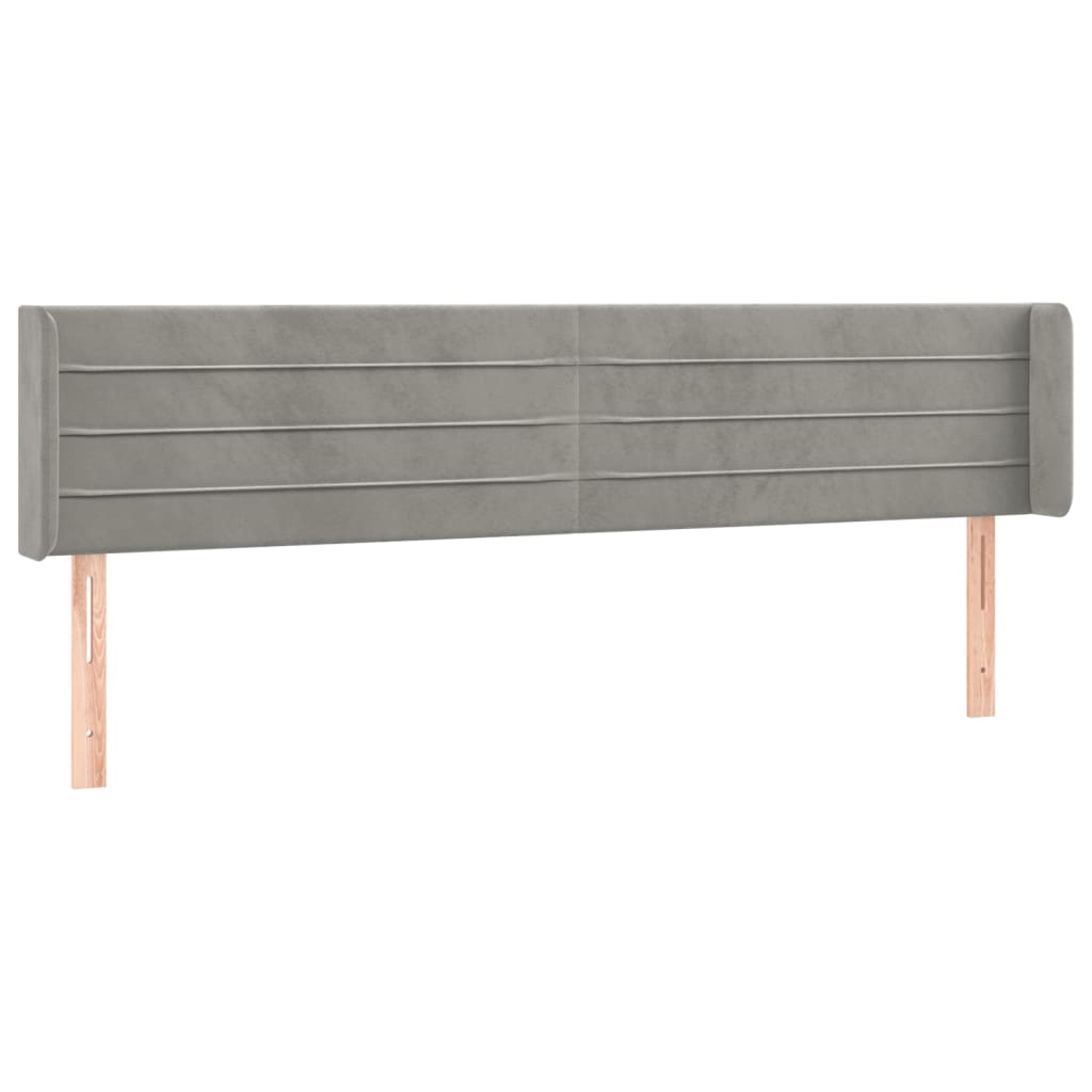 sengegavl med kanter 163x16x78/88 cm fløjl lysegrå