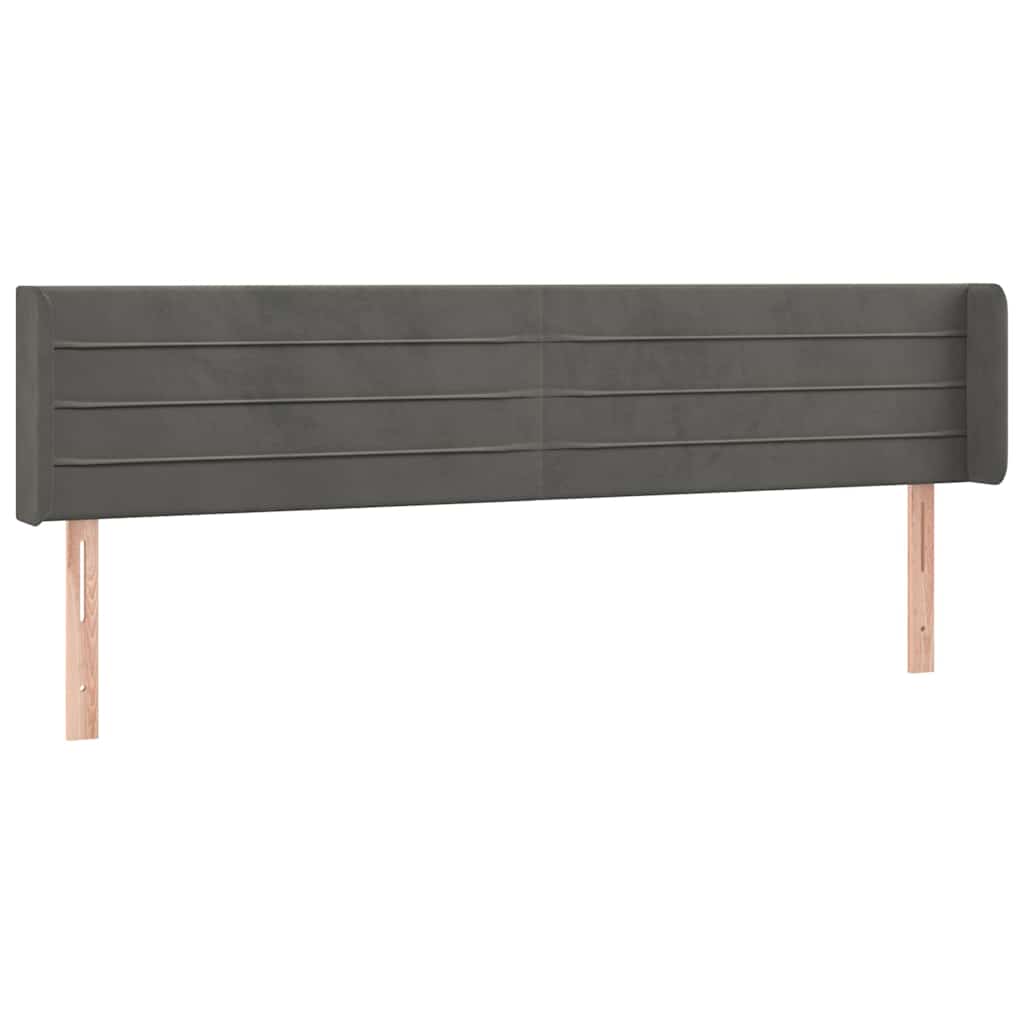 sengegavl med kanter 163x16x78/88 cm fløjl mørkegrå