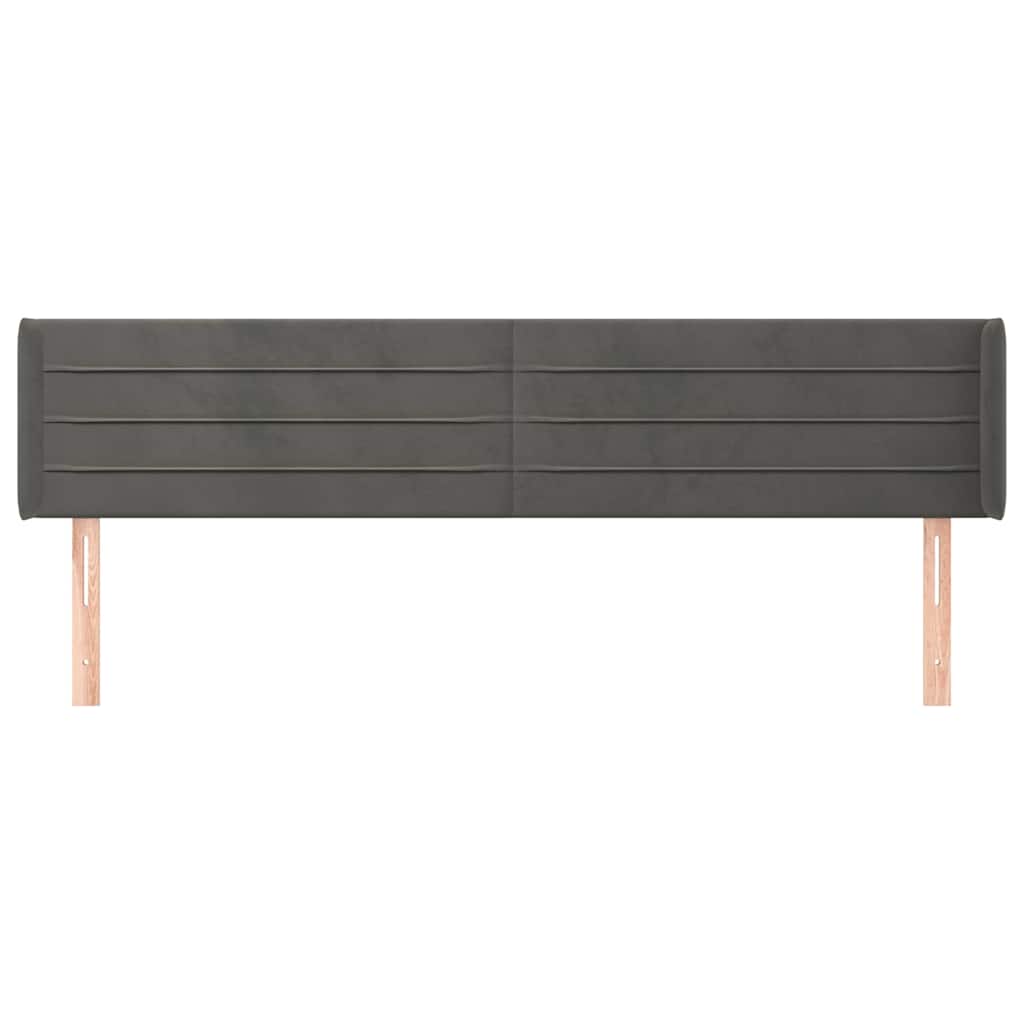 sengegavl med kanter 163x16x78/88 cm fløjl mørkegrå