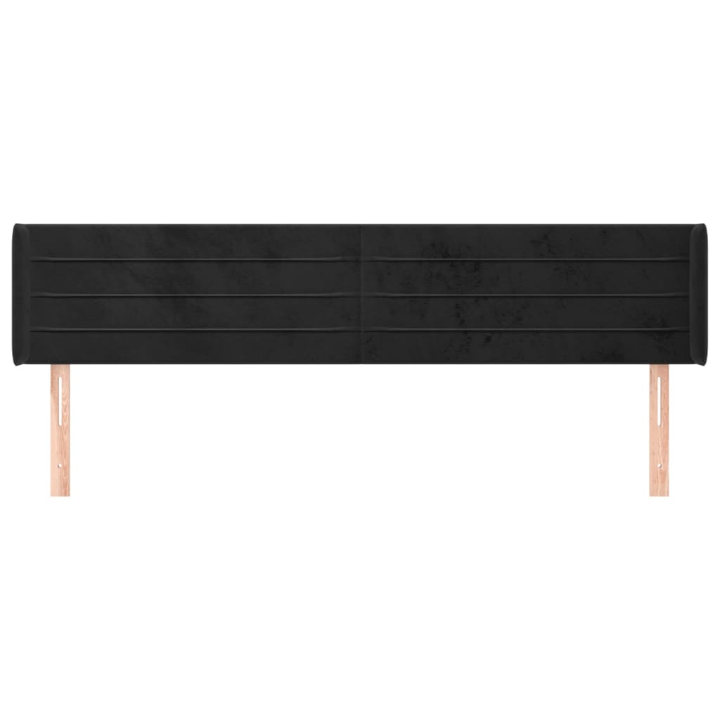 sengegavl med kanter 163x16x78/88 cm fløjl sort