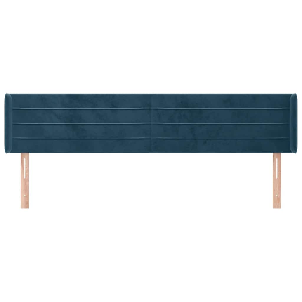 sengegavl med kanter 163x16x78/88 cm fløjl mørkeblå