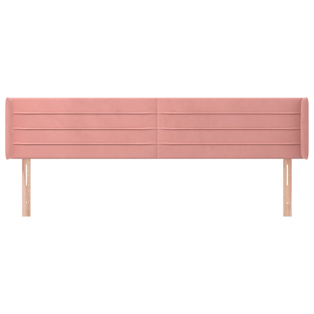 sengegavl med kanter 163x16x78/88 cm fløjl lyserød