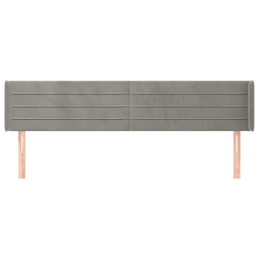 sengegavl med kanter 183x16x78/88 cm fløjl lysegrå