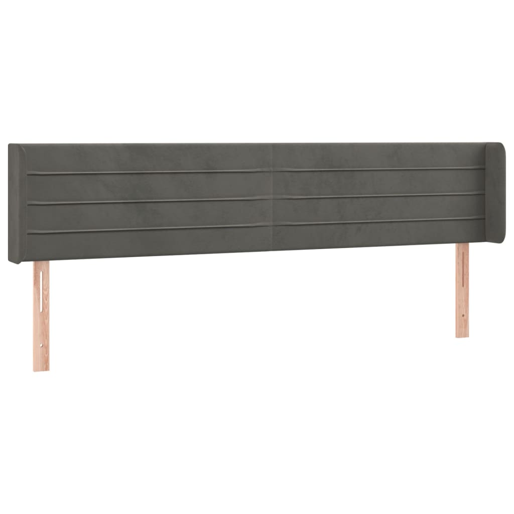 sengegavl med kanter 183x16x78/88 cm fløjl mørkegrå