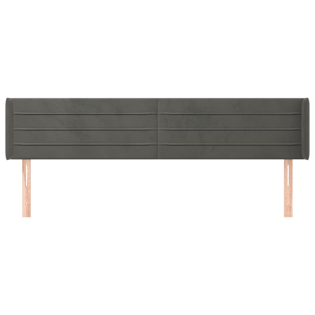 sengegavl med kanter 183x16x78/88 cm fløjl mørkegrå