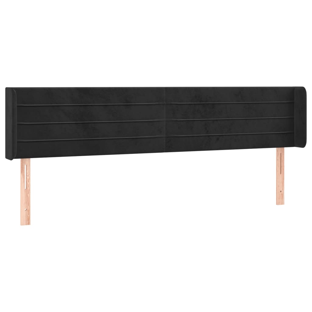 sengegavl med kanter 183x16x78/88 cm fløjl sort