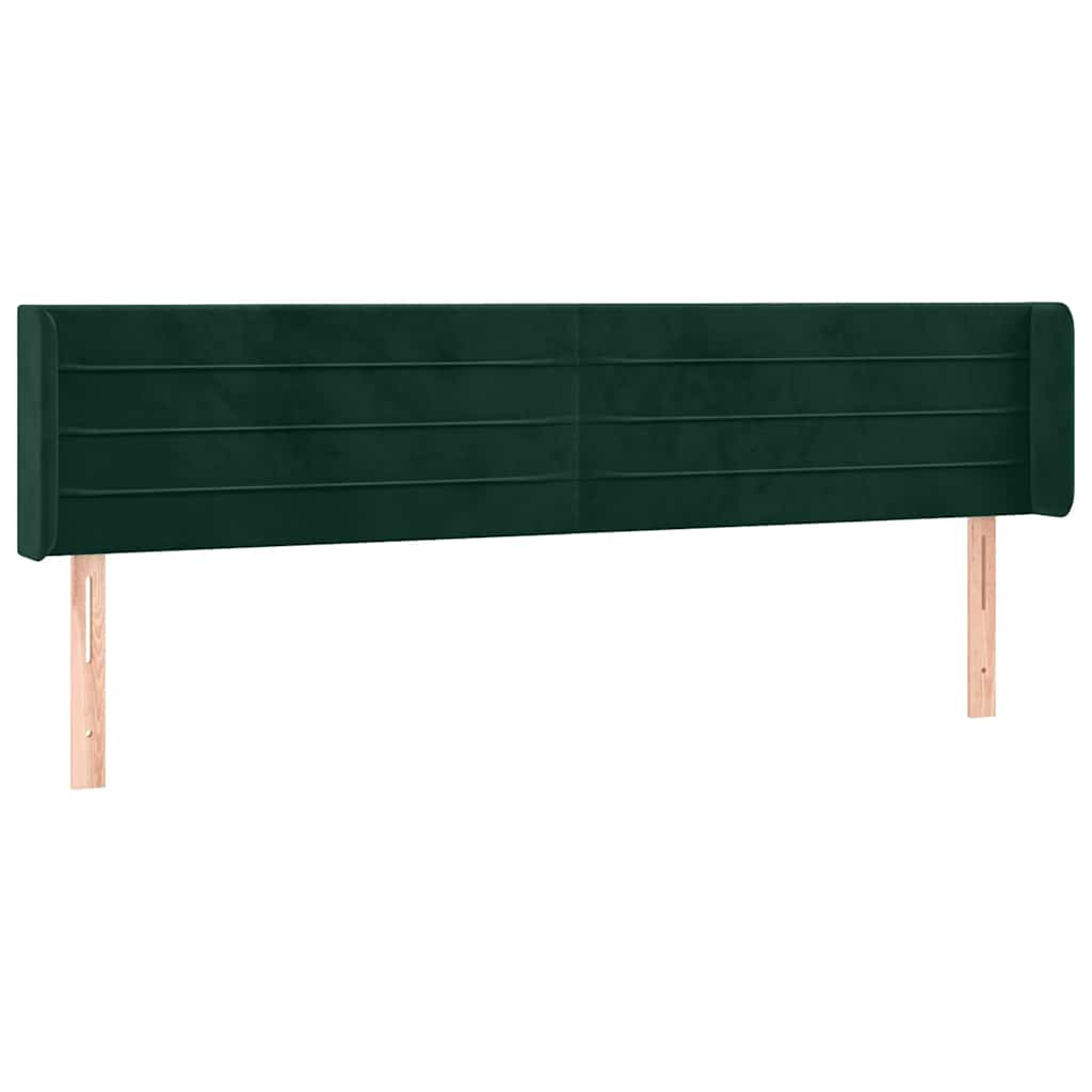 sengegavl med kanter 183x16x78/88 cm fløjl mørkegrøn