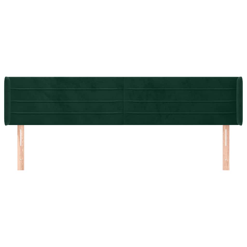 sengegavl med kanter 183x16x78/88 cm fløjl mørkegrøn