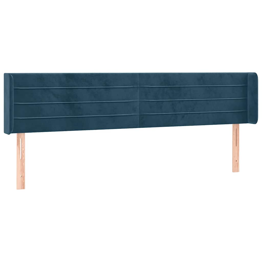 sengegavl med kanter 183x16x78/88 cm fløjl mørkeblå