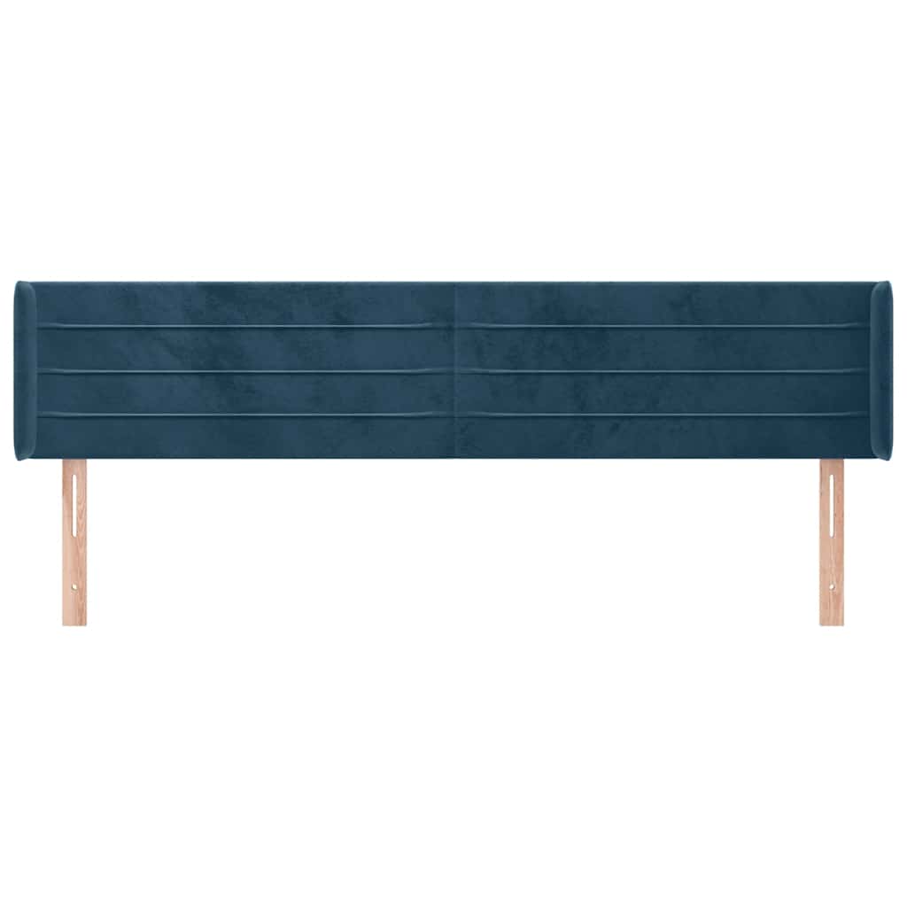 sengegavl med kanter 183x16x78/88 cm fløjl mørkeblå