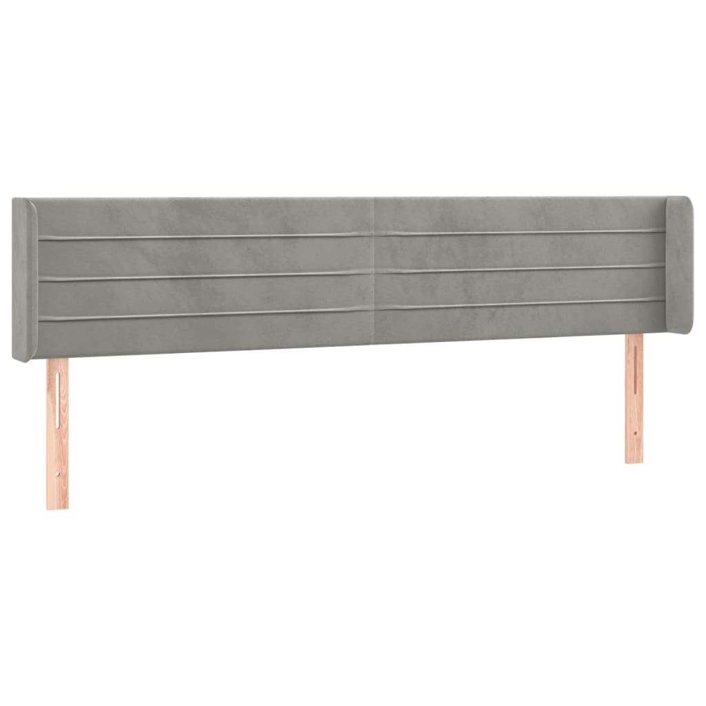 sengegavl med kanter 203x16x78/88 cm fløjl lysegrå