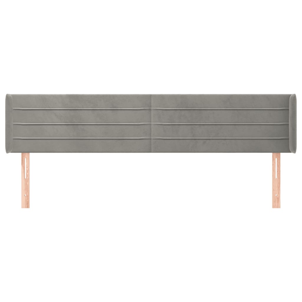 sengegavl med kanter 203x16x78/88 cm fløjl lysegrå