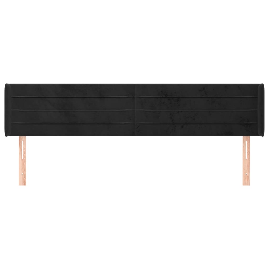 sengegavl med kanter 203x16x78/88 cm fløjl sort