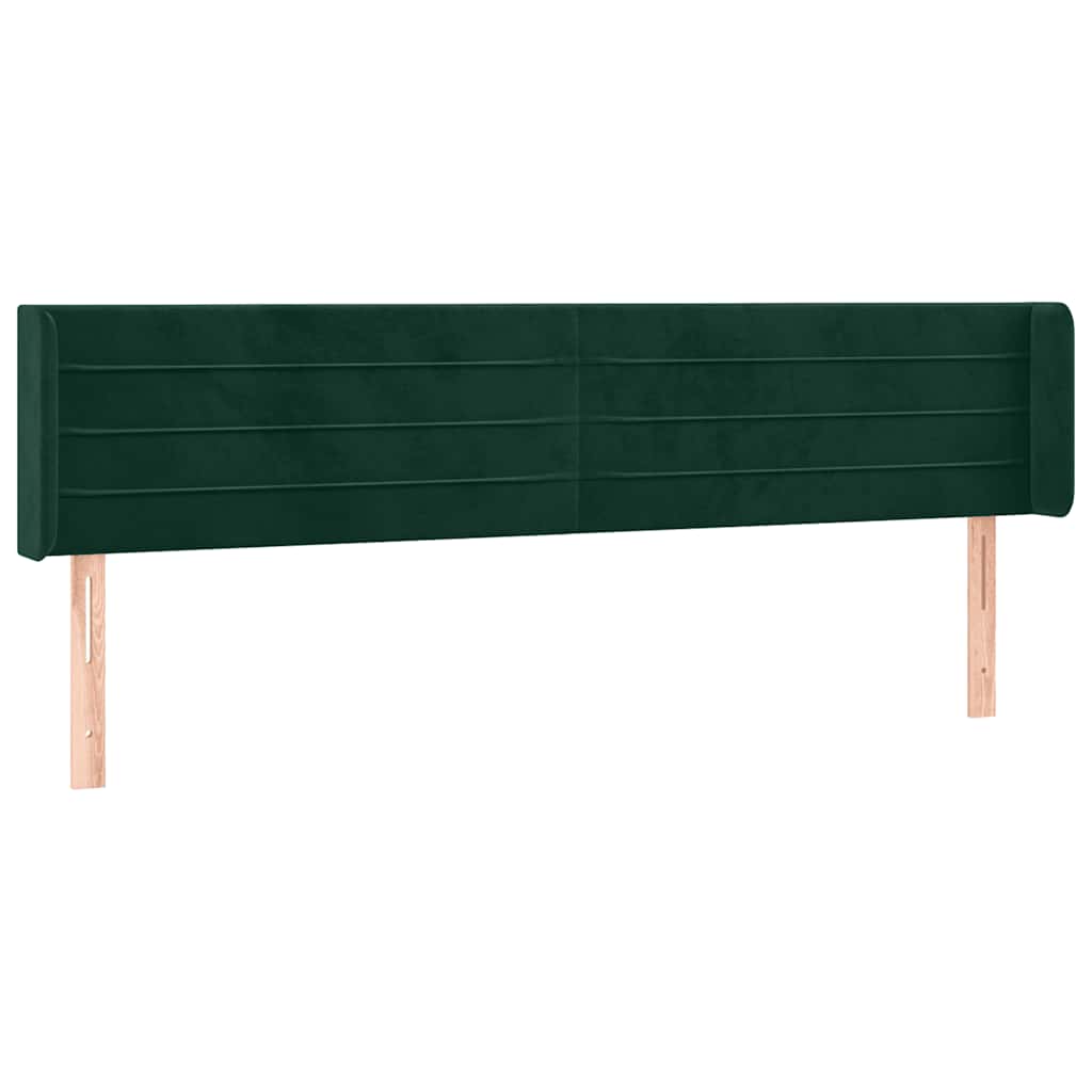 sengegavl med kanter 203x16x78/88 cm fløjl mørkegrøn