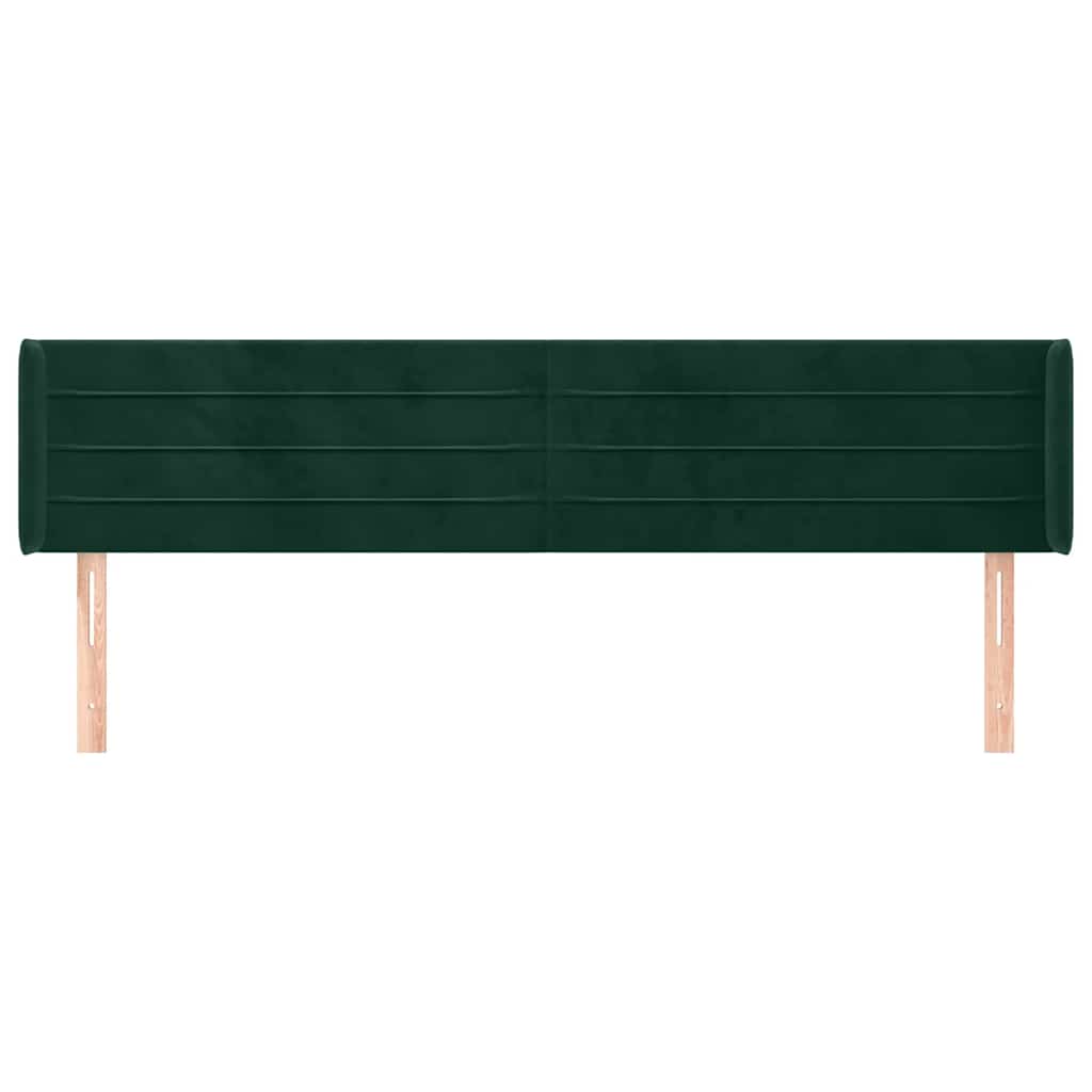sengegavl med kanter 203x16x78/88 cm fløjl mørkegrøn