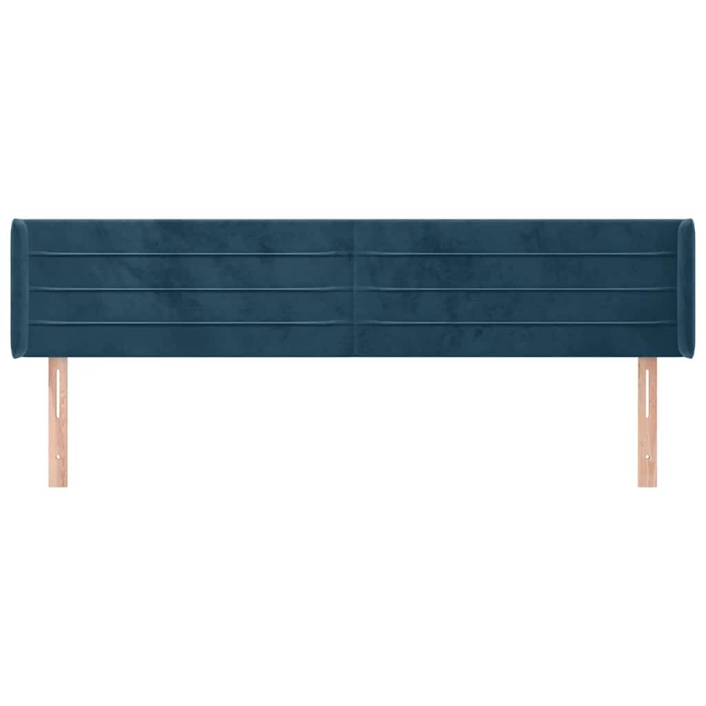 sengegavl med kanter 203x16x78/88 cm fløjl mørkeblå