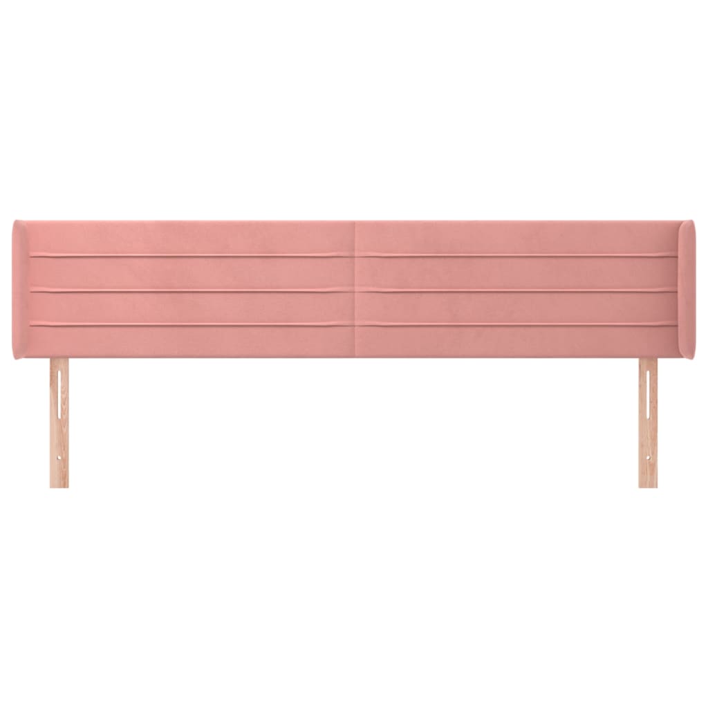 sengegavl med kanter 203x16x78/88 cm fløjl lyserød