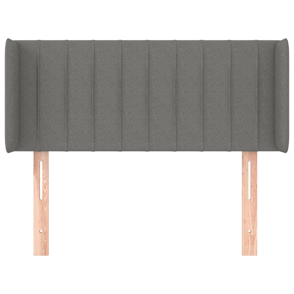 sengegavl med kanter 83x16x78/128 cm stof mørkegrå