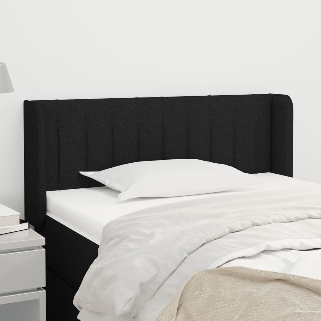 sengegavl med kanter 83x16x78/128 cm stof sort