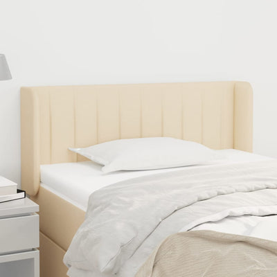 sengegavl med kanter 83x16x78/128 cm stof cremefarvet
