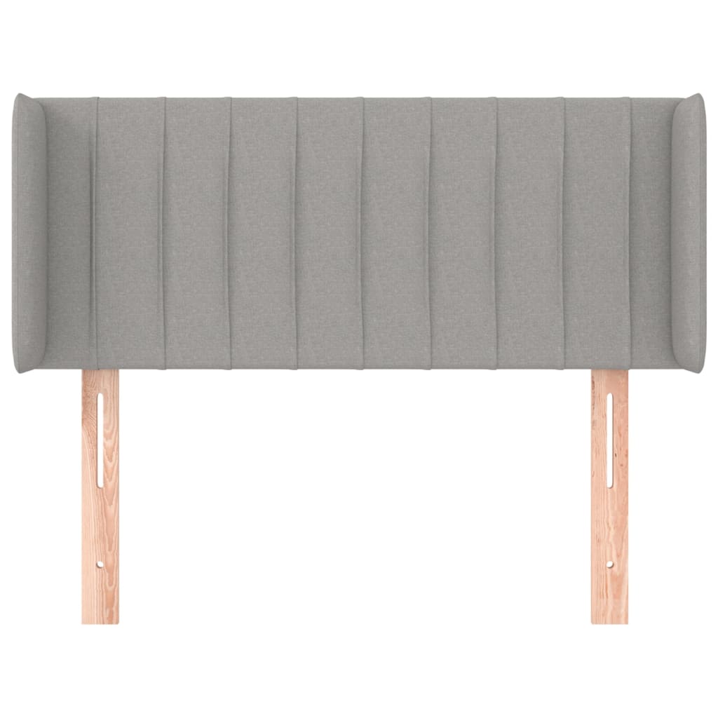 sengegavl med kanter 93x16x78/128 cm stof lysegrå