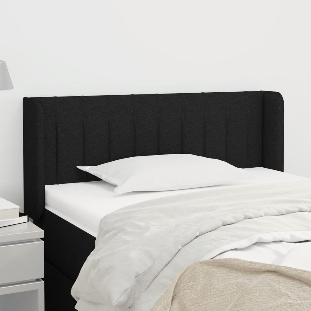 sengegavl med kanter 93x16x78/88 cm stof sort