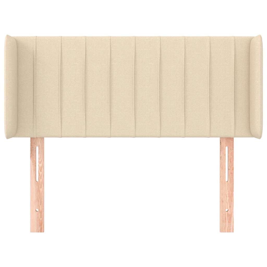 sengegavl med kanter 93x16x78/88 cm stof cremefarvet