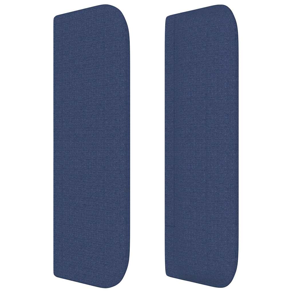sengegavl med kanter 93x16x78/88 cm stof blå