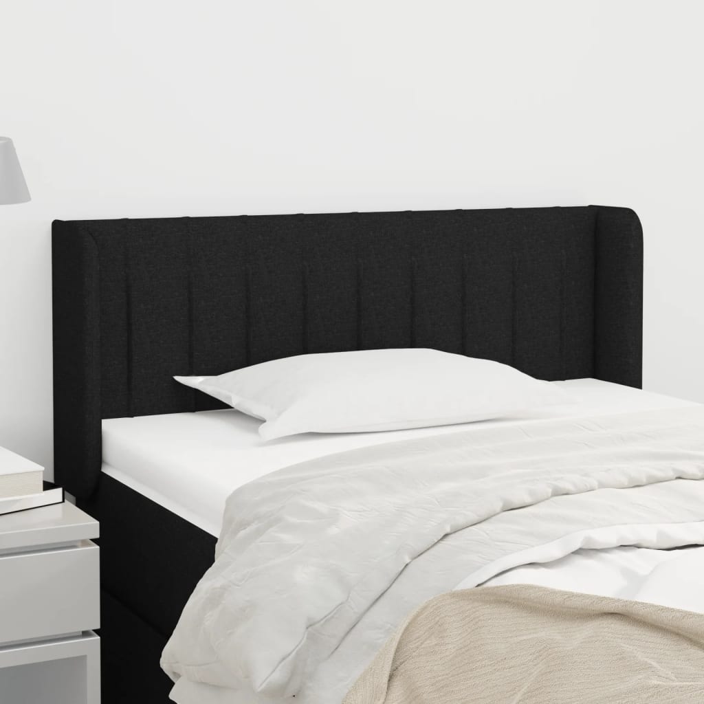 sengegavl med kanter 103x16x78/88 cm stof sort