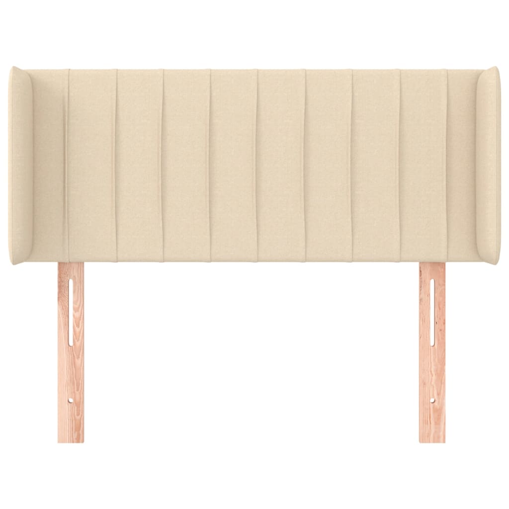 sengegavl med kanter 103x16x78/88 cm stof cremefarvet
