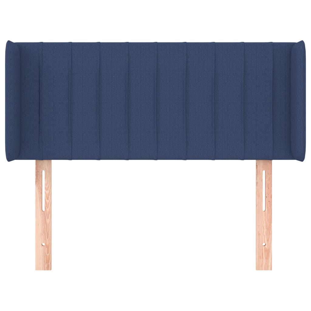 sengegavl med kanter 103x16x78/88 cm stof blå