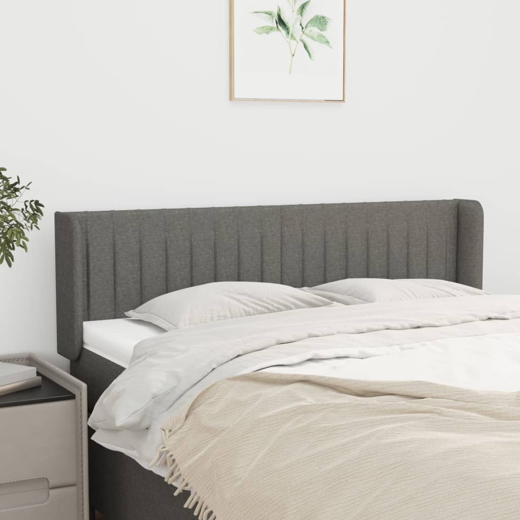 sengegavl med kanter 147x16x78/88 cm stof mørkegrå