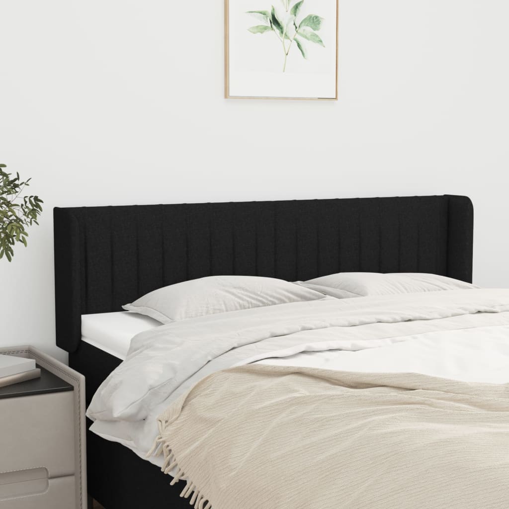 sengegavl med kanter 147x16x78/88 cm stof sort