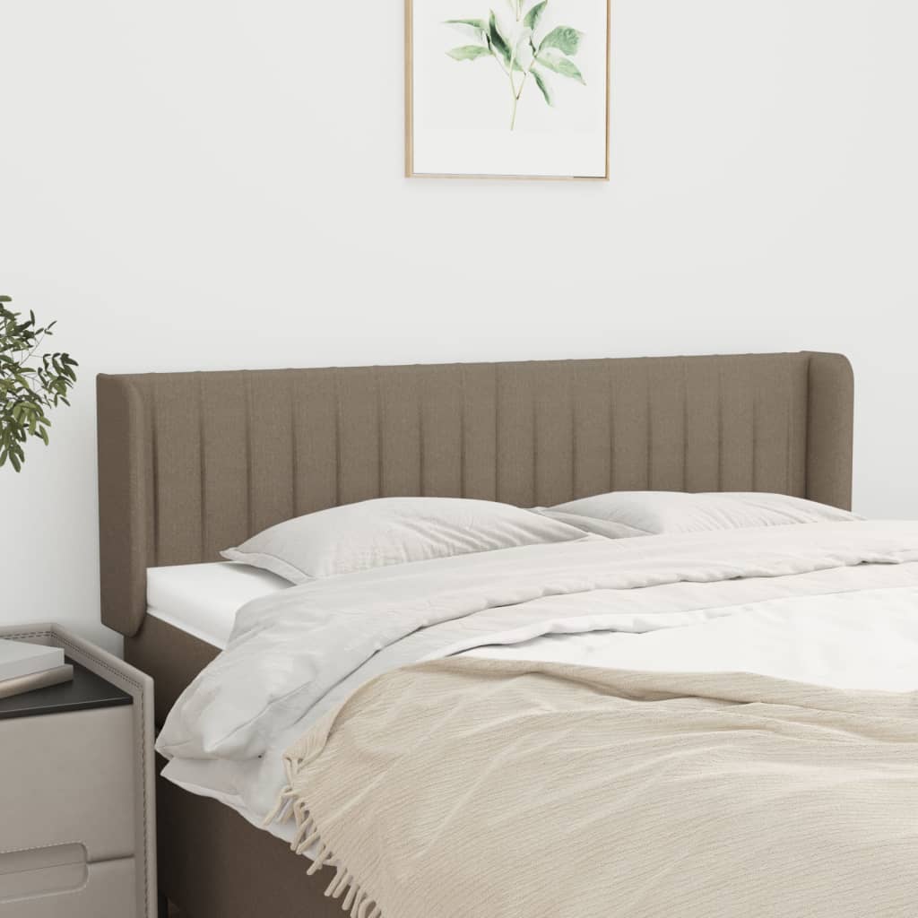 sengegavl med kanter 147x16x78/88 cm stof gråbrun