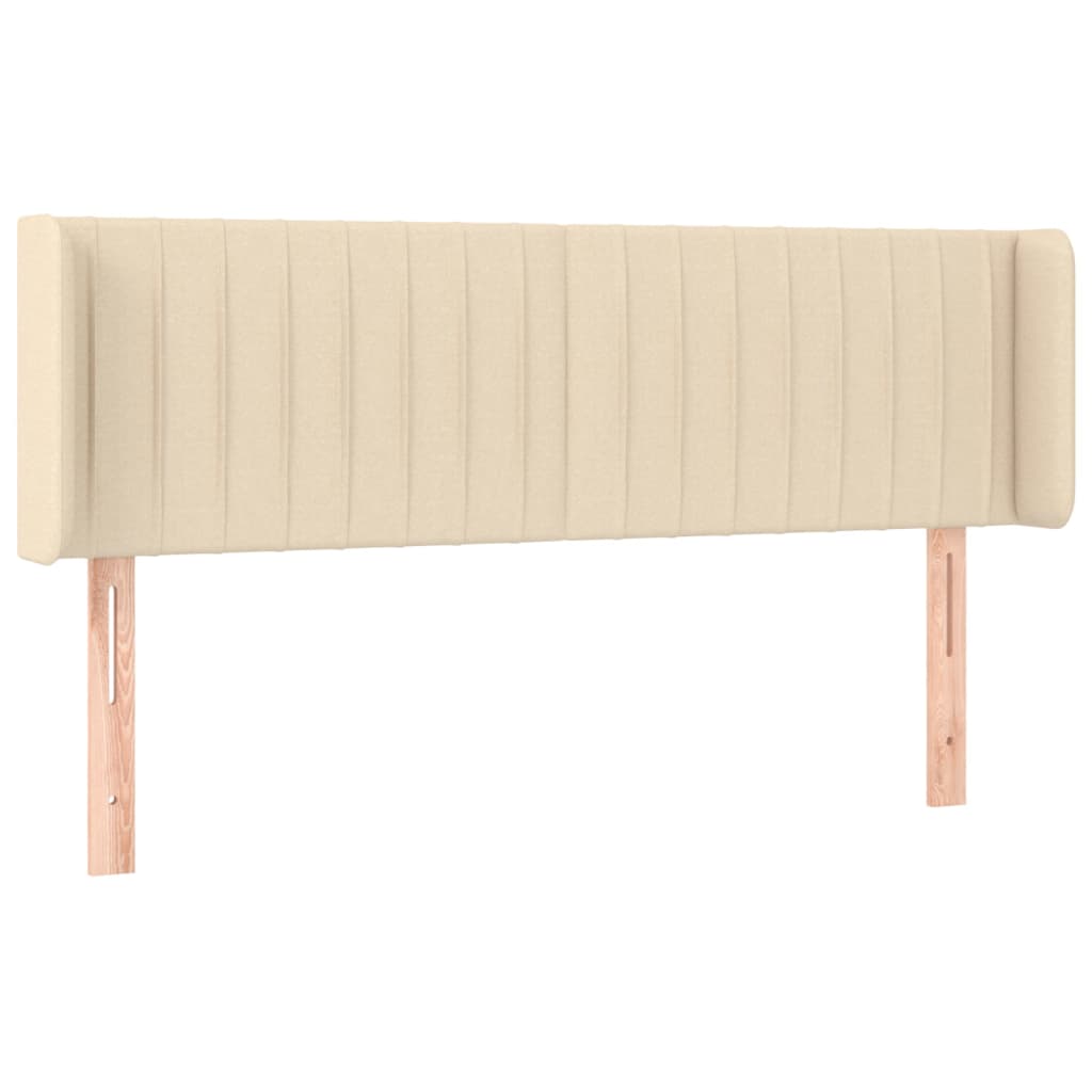 sengegavl med kanter 147x16x78/88 cm stof cremefarvet