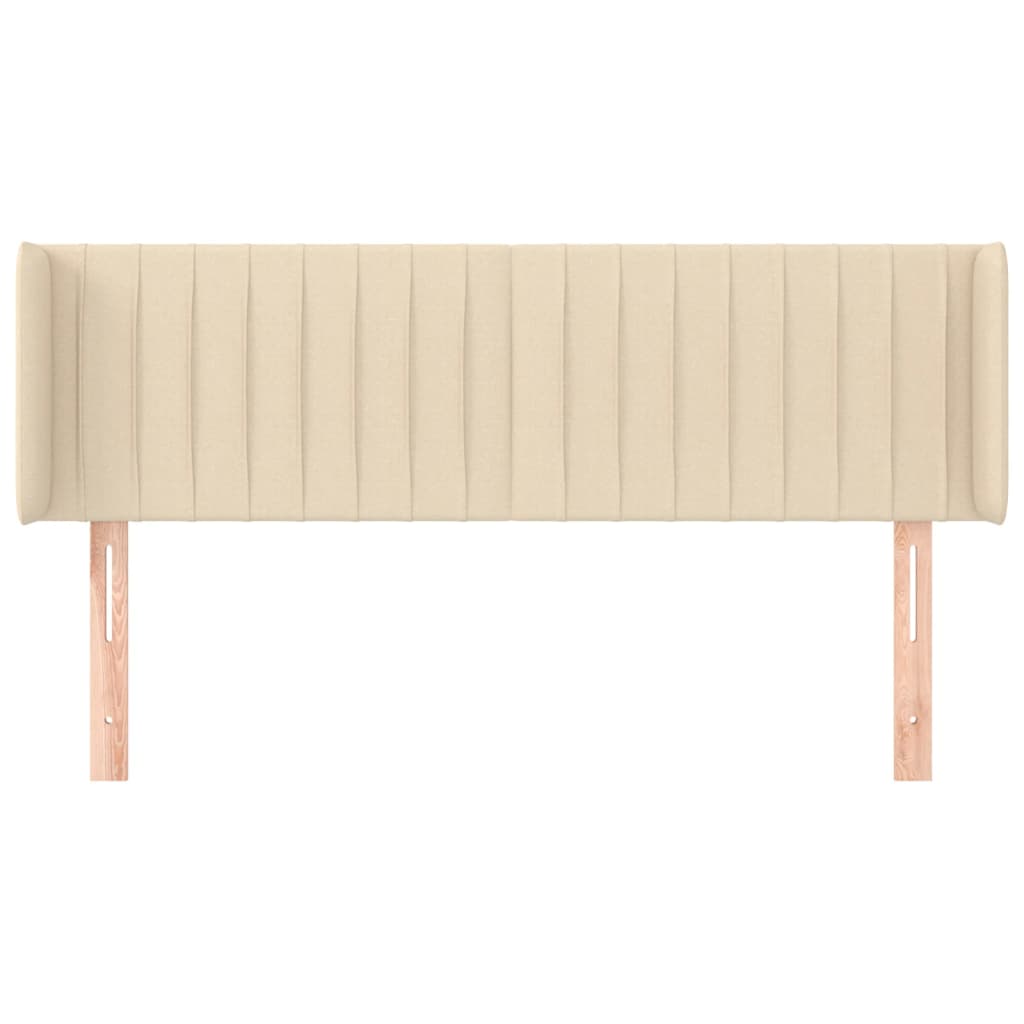 sengegavl med kanter 147x16x78/88 cm stof cremefarvet