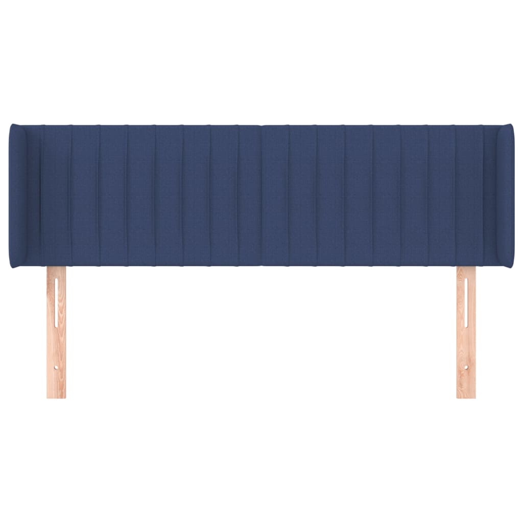 sengegavl med kanter 147x16x78/88 cm stof blå