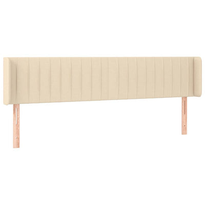 sengegavl med kanter 163x16x78/88 cm stof cremefarvet