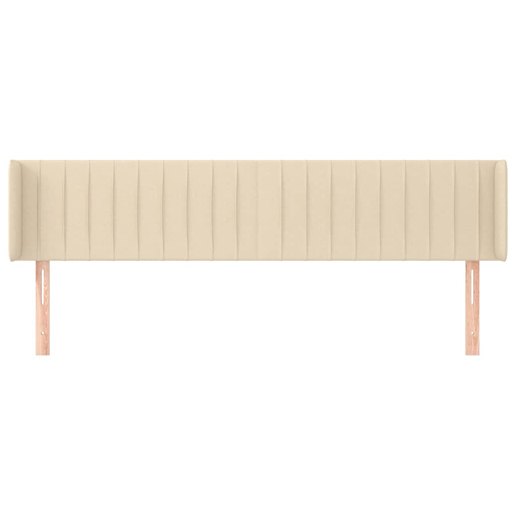 sengegavl med kanter 163x16x78/88 cm stof cremefarvet